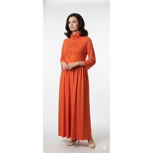 Vintage Eloise Curtis for Happenstance Burnt Orange Maxi Dress Size Small